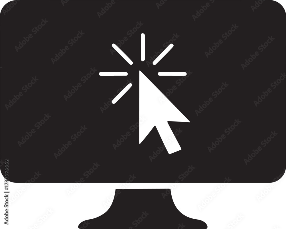 Fototapeta premium Click Cursor Icon on Monitor Screen Clicking Concept Online Selection Digital Interaction