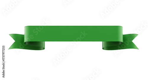 Green ribbon banner with copy space on black background