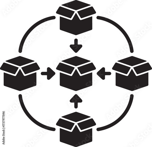 Delivery box cycle. Package exchange logistic. Vector icon business illustration isolated