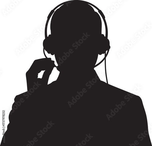 Call Center Agent Silhouette Operator Headset Customer Service Support Representative