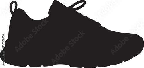 Running Shoe Sneaker Silhouette Athletic Footwear Jogging Sport Fitness Black Vector