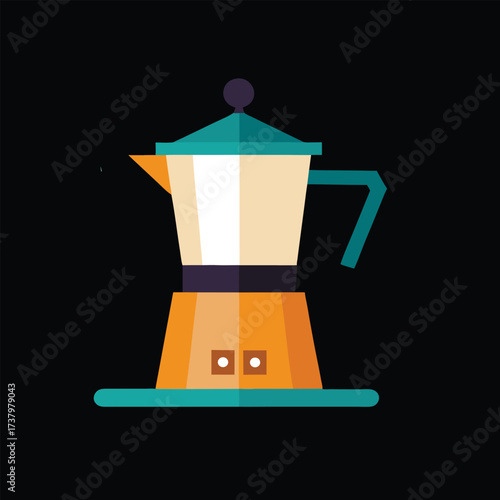 Flat design illustration of a coffee maker brewing hot coffee with steam