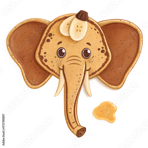 Pancake Elephant Illustration, Isolated on transparent background