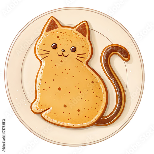 Pancake Cat Illustration, Isolated on transparent background