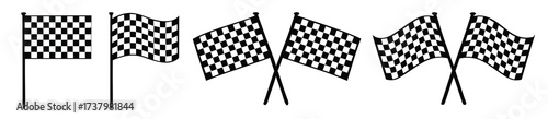 Checkered flag icon set, sport racing flag, race flag sign, car motorbike racing, finish line flag set
