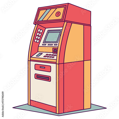 Colorful A T M machine with coin symbol cash machine