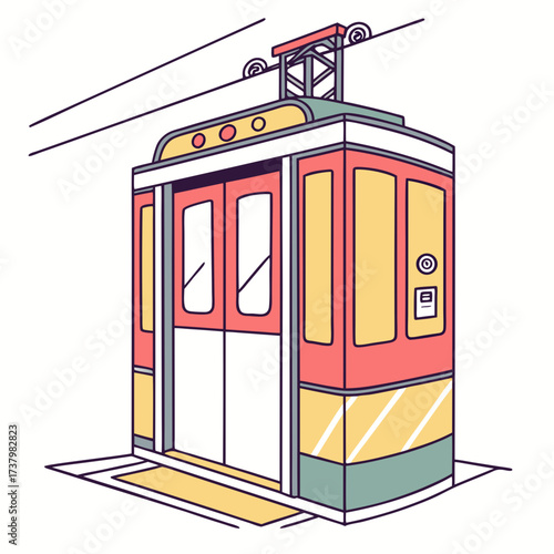 Colorful cable car cabin with doors and windows gondola