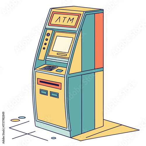 Colorful cartoon A T M machine with tic tac toe game