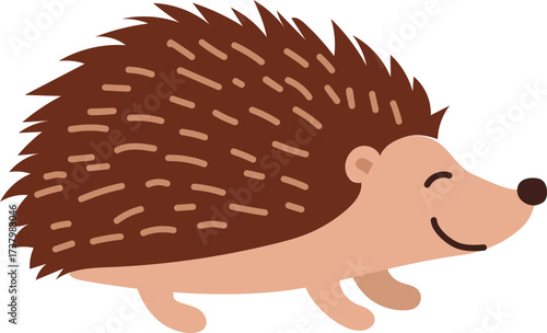 Illustration of hedgehog animals living in the forest