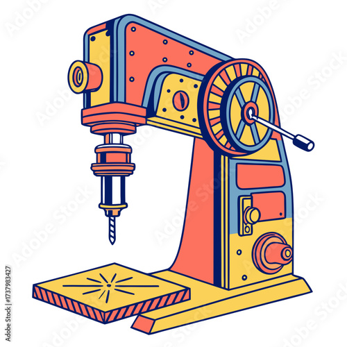 Colorful drill press machine illustration drilling machine
