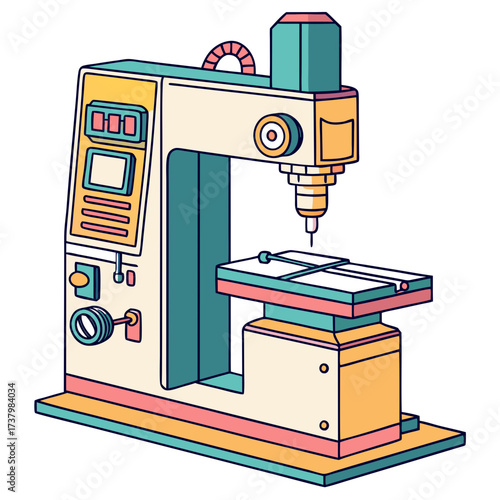 Colorful illustration of a C N C machine cnc machine