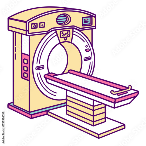 Colorful illustration of a medical scanner machine