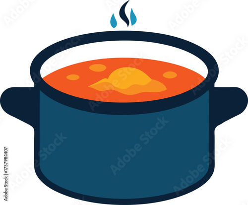 Vector illustration of a dutch oven with simmering soup