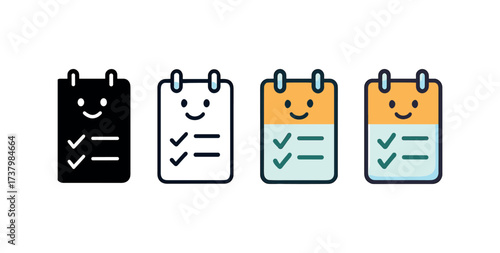 Vector icon planer four styles black solid glyph outline minimal flat multicolor filled cartoon flat shaded.