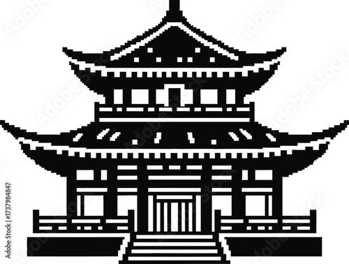 Traditional asian pagoda architecture silhouette