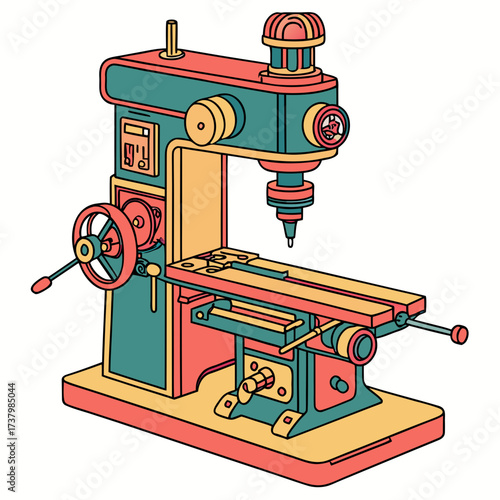 Colorful milling machine with coral teal and yellow