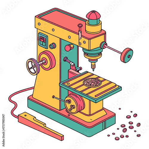 Colorful milling machine with pink and yellow accents