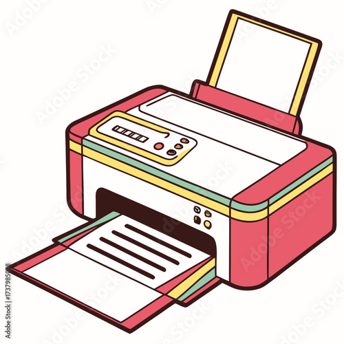 Colorful office printer with paper output technology