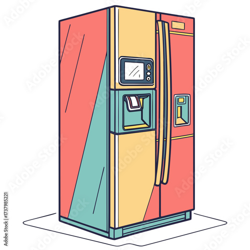 Colorful refrigerator with electronic panel and water dispenser 1