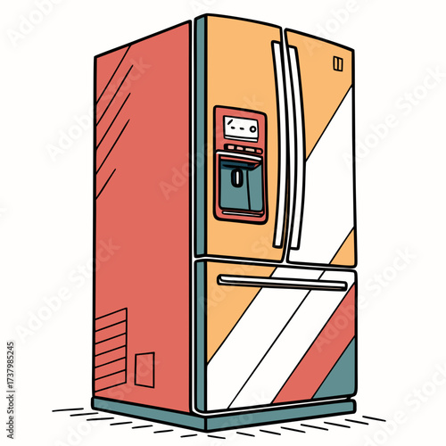 Colorful refrigerator with electronic panel and water dispenser