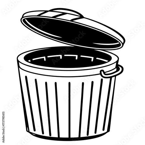 Minimalist Garbage Can Line Art Vector Icon, Simple Bin Outline Symbol for Trash, Delete Function, UI Design, and Waste Management.

