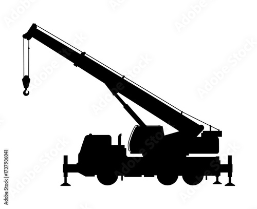 Crane Truck Silhoeutte Vector Illustration