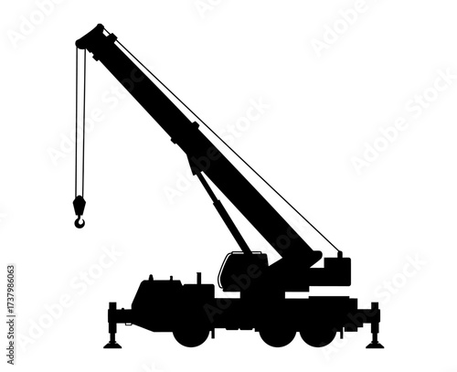 Crane Truck Silhoeutte Vector Illustration