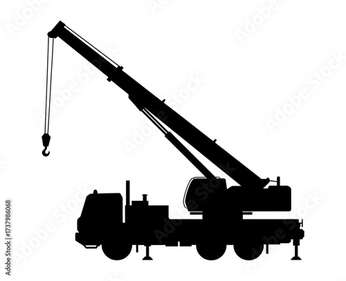 Crane Truck Silhoeutte Vector Illustration