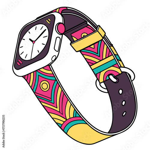 Colorful smartwatch with abstract patterned strap wearable technology 1