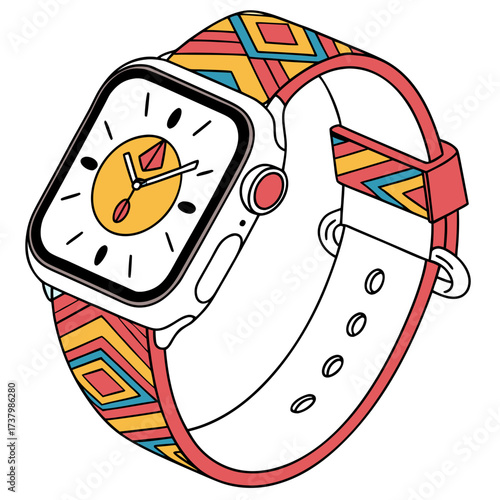 Colorful smartwatch with geometric strap wearable technology