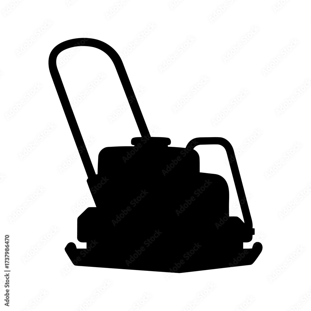 Fototapeta premium Plate Compactor Silhouette Vector Illustration