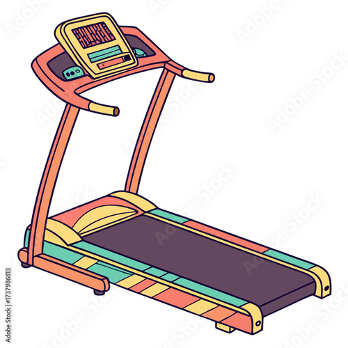 Colorful treadmill with display screen illustration