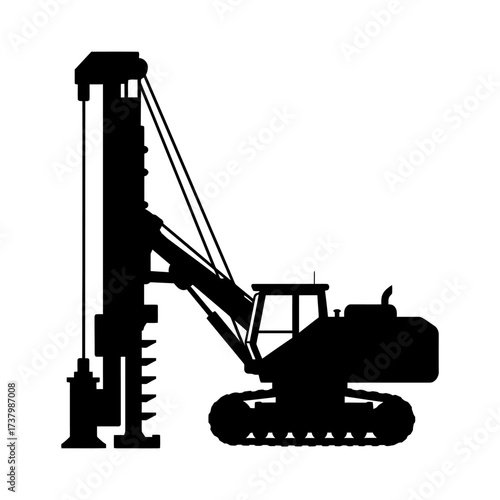 Pile Driver Silhouette Vector Illustration