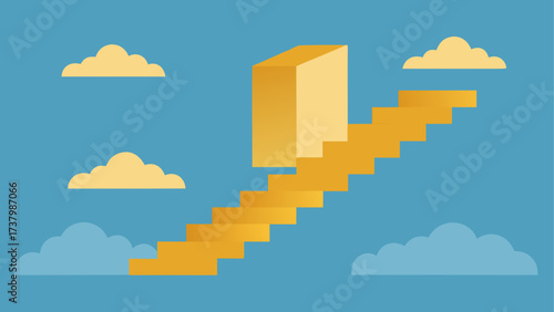 Stairway to heaven with clouds in sky view