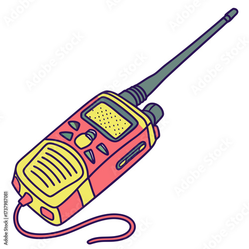 Colorful walkie talkie with antenna and cord radio