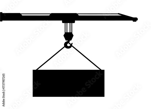 Crane Hook with Container Silhouette Vector Illustration