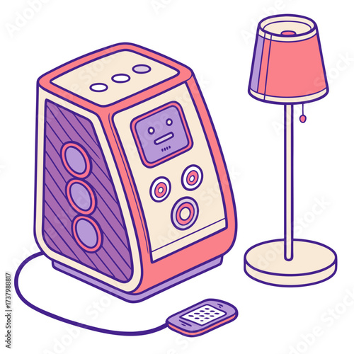 Isometric smart home device and lamp voice assistant