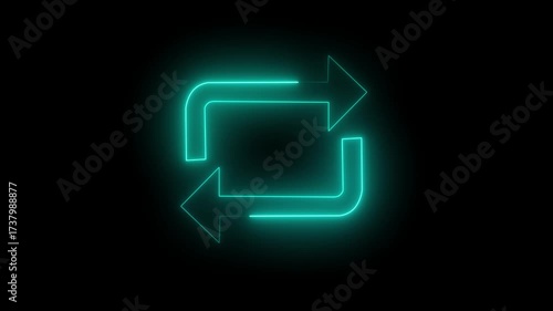 Blue glowing neon arrow sign vector icon for digital business web design technology
