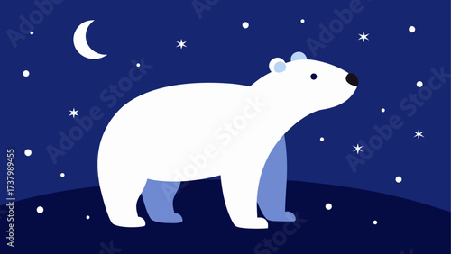 Polar bear under the starry night sky art