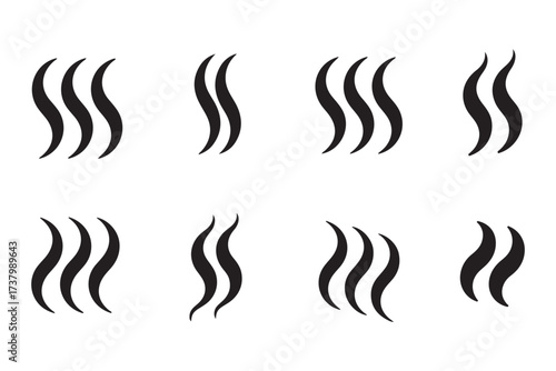 Smoke steam icon vector set, Smoke smell. Vector illustration