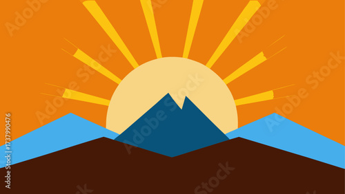 Sunrise over the mountains simple design