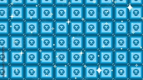 Pixel art tile scull icon Looping animated background. 1080P (2)