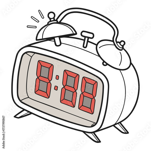 Red digital alarm clock with ringing bell digital clock