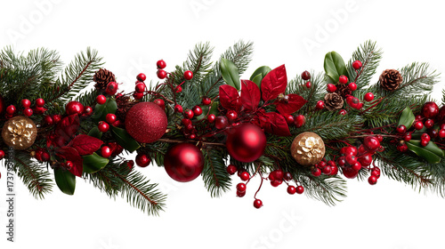 Christmas garland isolated on transparent background