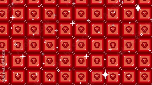 Pixel art tile skull icon Looping animated background. 1080P (4)