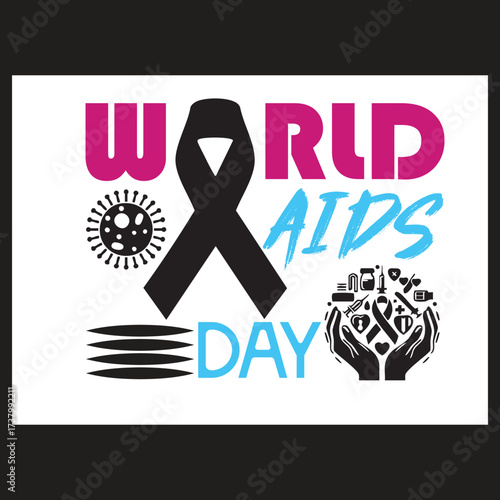 WORLD AIDS DAY T-SHIRT DESIGN .this design impact on the human, AIDS is fatal diseases so human should be alert against aids. 