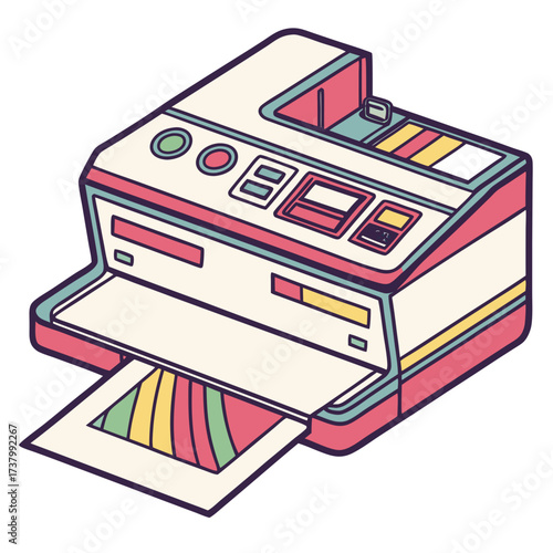 Retro scanner machine with colorful output vintage