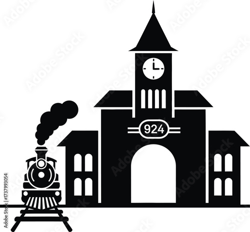 Vintage steam train arriving at a classic train station
