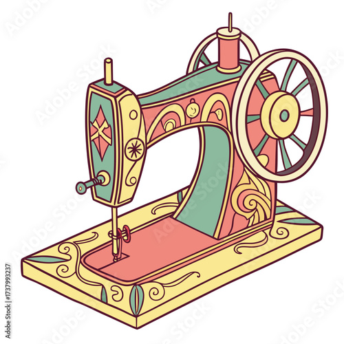 Vintage sewing machine with decorative elements retro