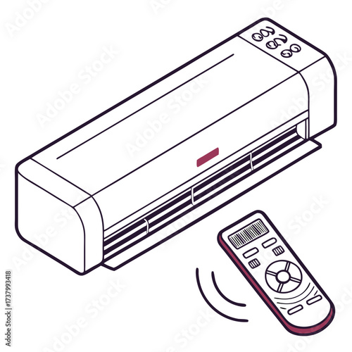 White air conditioner unit with remote control illustration
